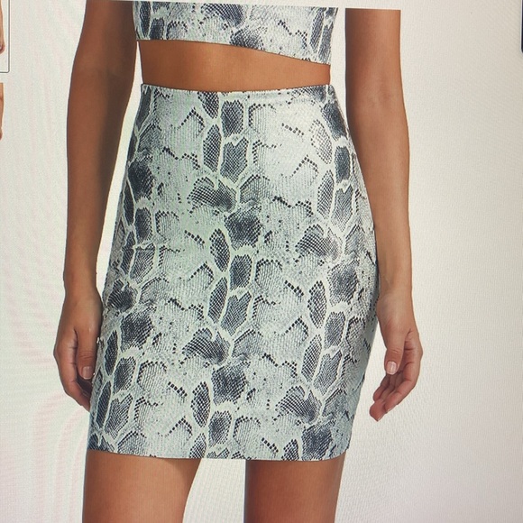 Commando Faux Leather Python Snake Print Mini Skirt Built in Spanx Shorts XS - Picture 1 of 11